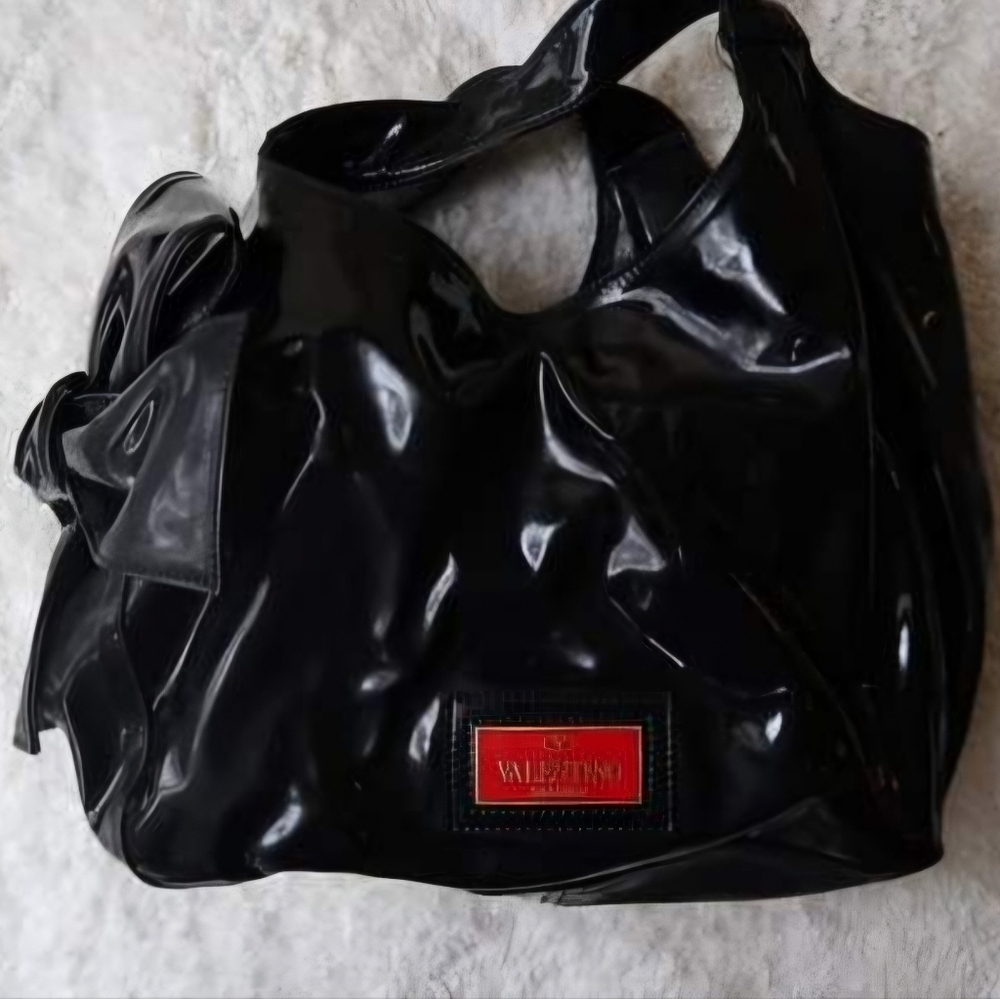 Valentino Black Patent Top Handle Bag